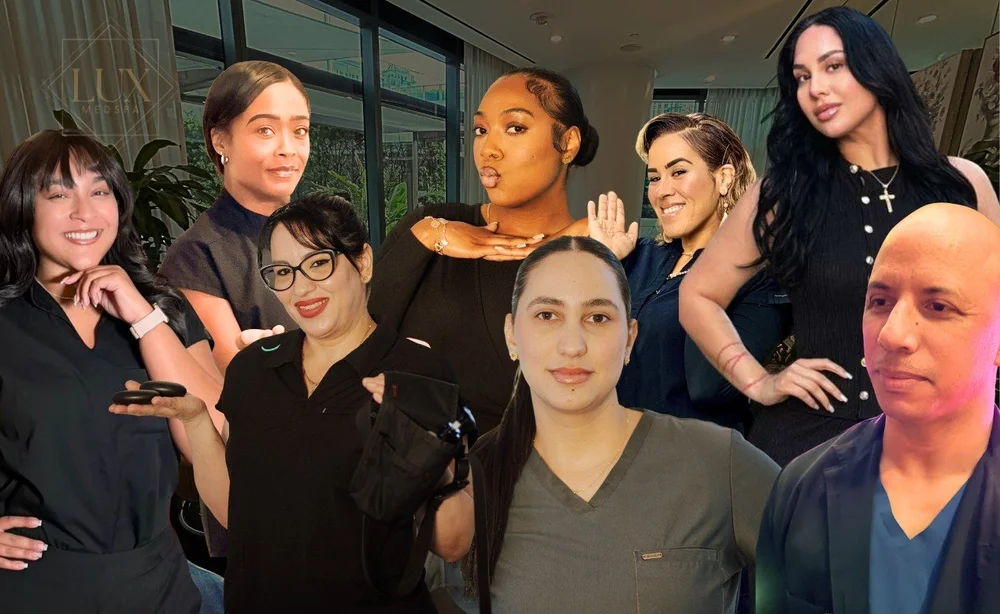 Lux MedSpa Brickell team of facial massage concierge and client experience professionals inside the SLS LUX Hotel in Brickell Miami