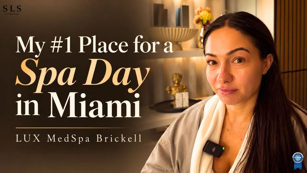 Jessica at LUX MedSpa Brickell. Image text: My #1 Place for a Spa Day in Miami.