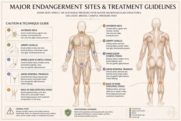 Major Massage Endangerment Sites Anatomical Diagram