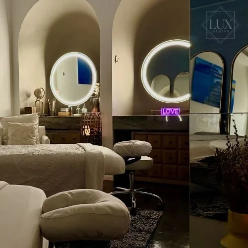 Couples massage suite at Lux MedSpa Brickell prepared for a relaxing shared spa experience