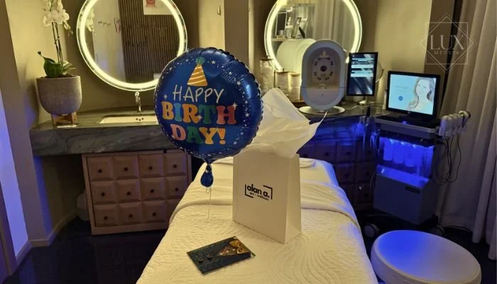 Aesthetic treatment room at Lux MedSpa Brickell prepared for a birthday spa day facial in Miami