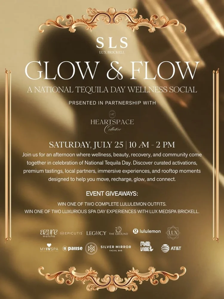 Glow and Flow wellness social at SLS LUX Brickell on Saturday, July 25