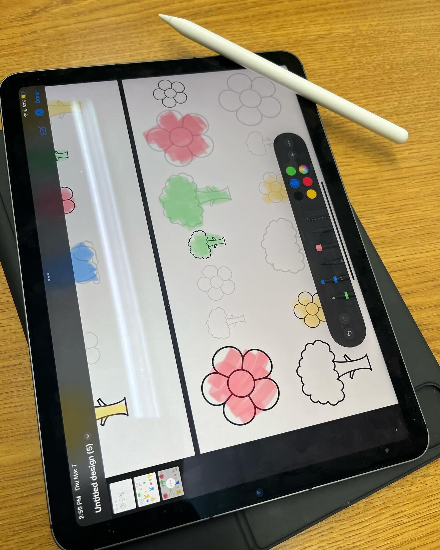 As an SLP who travels to multiple schools, homes, and offices, the iPad and Apple Pencil can really come in handy. Today we were practicing sequential and size concepts by coloring! I love dot markers and tangible activities, but in a pinch this can 