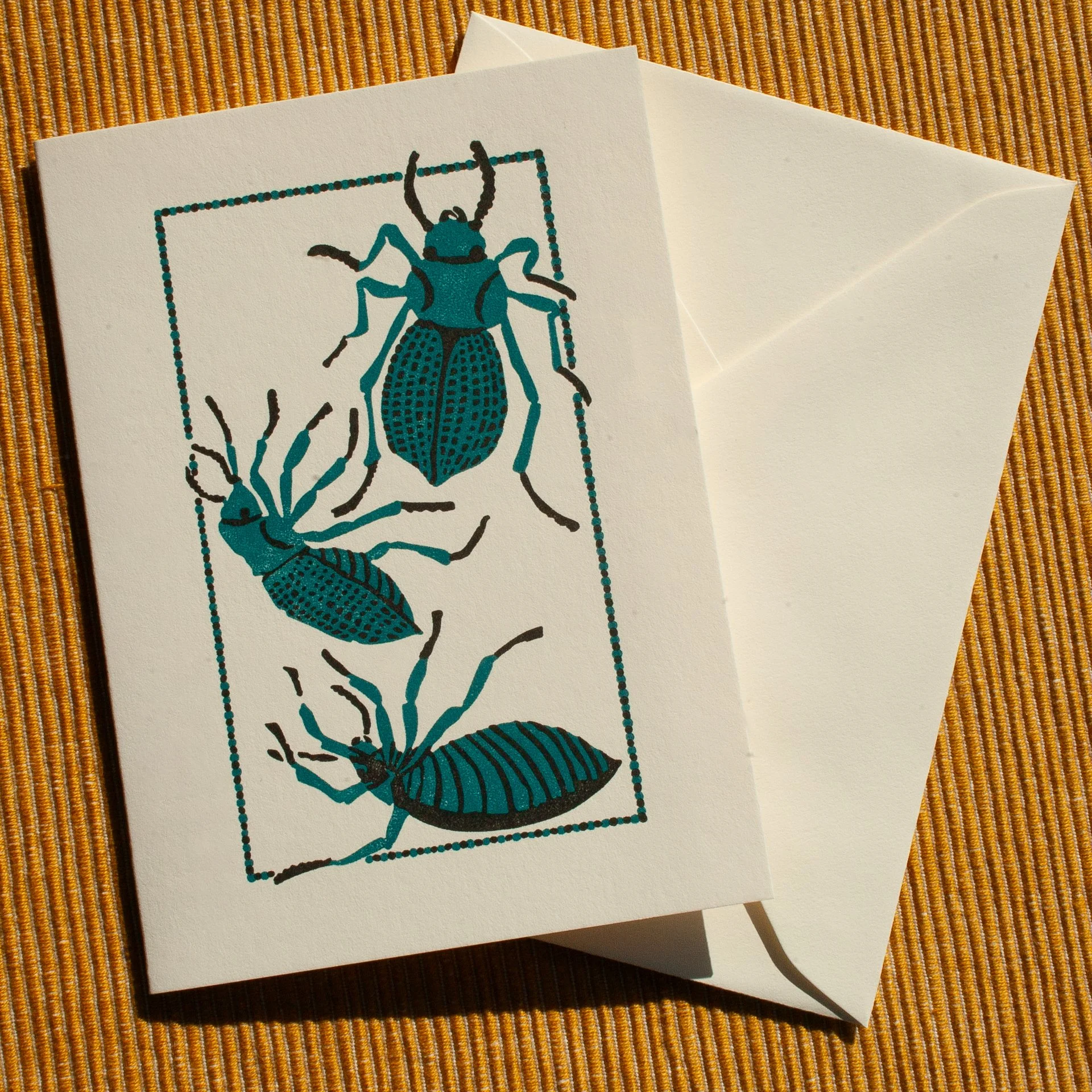 "Blue Feigning Death Beetle" Greeting Card