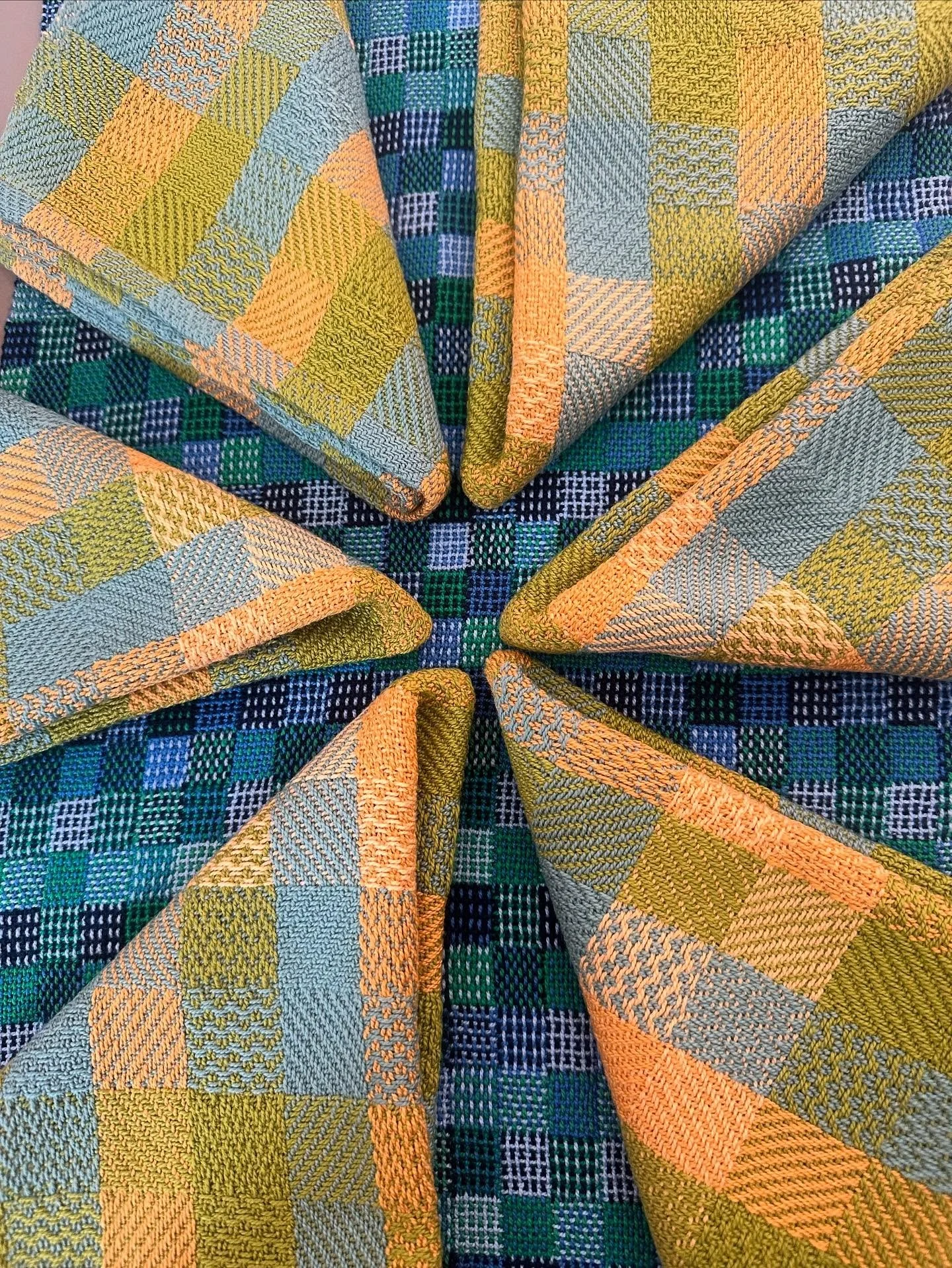 12 of these new summer napkins are ready for Saturday&rsquo;s market!  @bhamfarmersmkt 
.
.
#theplacetobeonSaturdays #localeverything #bellinghamartisans #whatcomfarmers 
#happyvibes