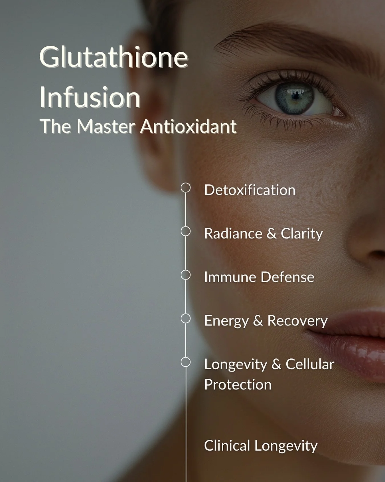 💎 Glutathione Infusion &mdash; The Master Antioxidant

Glutathione is the body&rsquo;s most powerful natural detoxifier &mdash; a tripeptide that protects every cell from oxidative stress, supports liver detoxification, and restores clarity and lumi