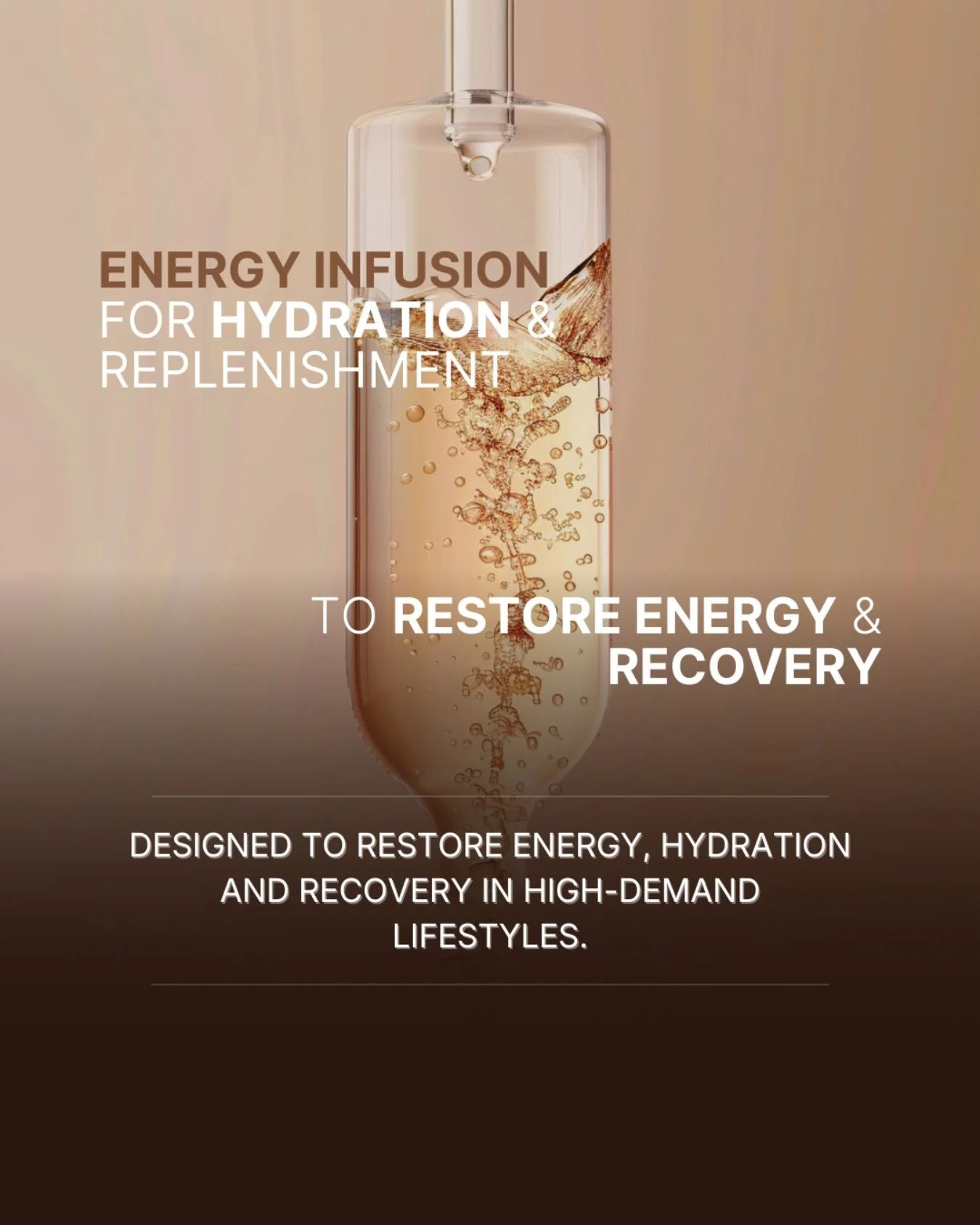 Recharge from within.

Energy Infusion is a revitalising IV treatment designed to support hydration, nutrient replenishment and sustained energy in demanding lifestyles. Whether used during periods of fatigue, high stress, travel or intensive work, i