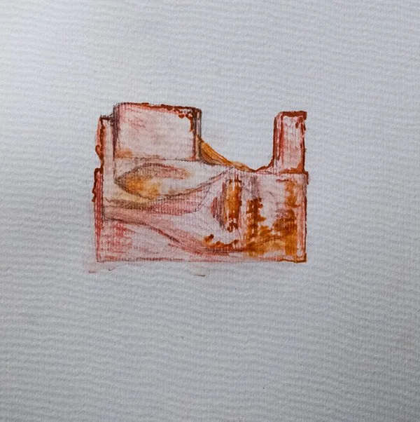 Remains Sculpture Drawing 11, Marker, 6"x6", 2019