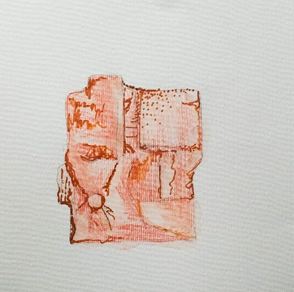 Remains Sculpture Drawing 8, Marker, 6"x6", 2019