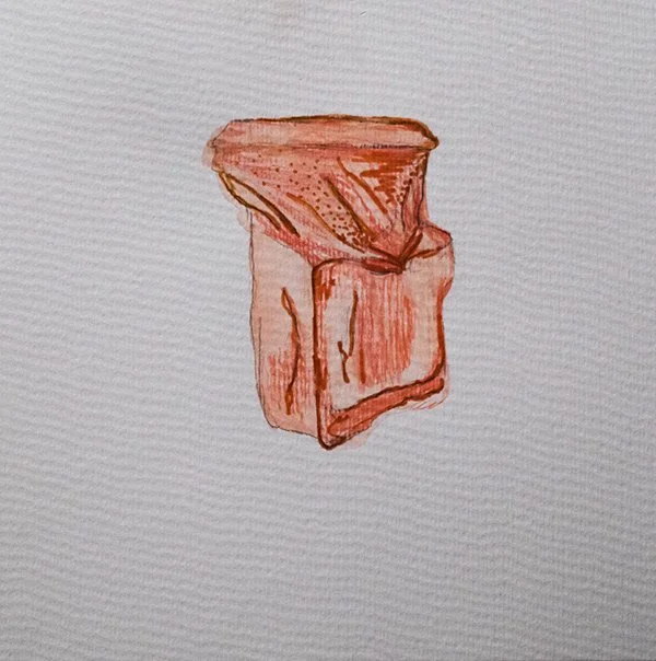 Remains Sculpture Drawing 4, Marker, 6"x6", 2019