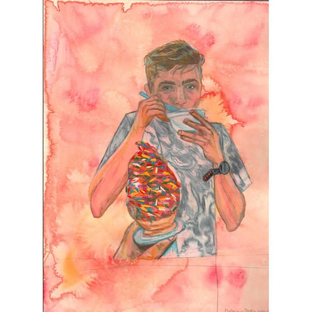 Wyatt, Colored Pencil on Watercolor, 8.5"x11", 2023