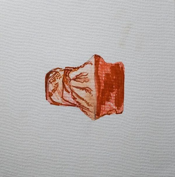Remains Sculpture Drawing 6, Marker, 6"x6", 2019
