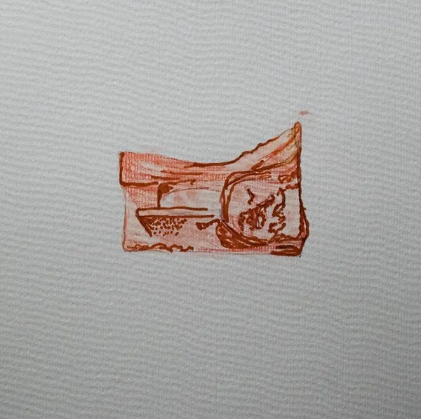 Remains Sculpture Drawing 2, Marker, 6"x6", 2019