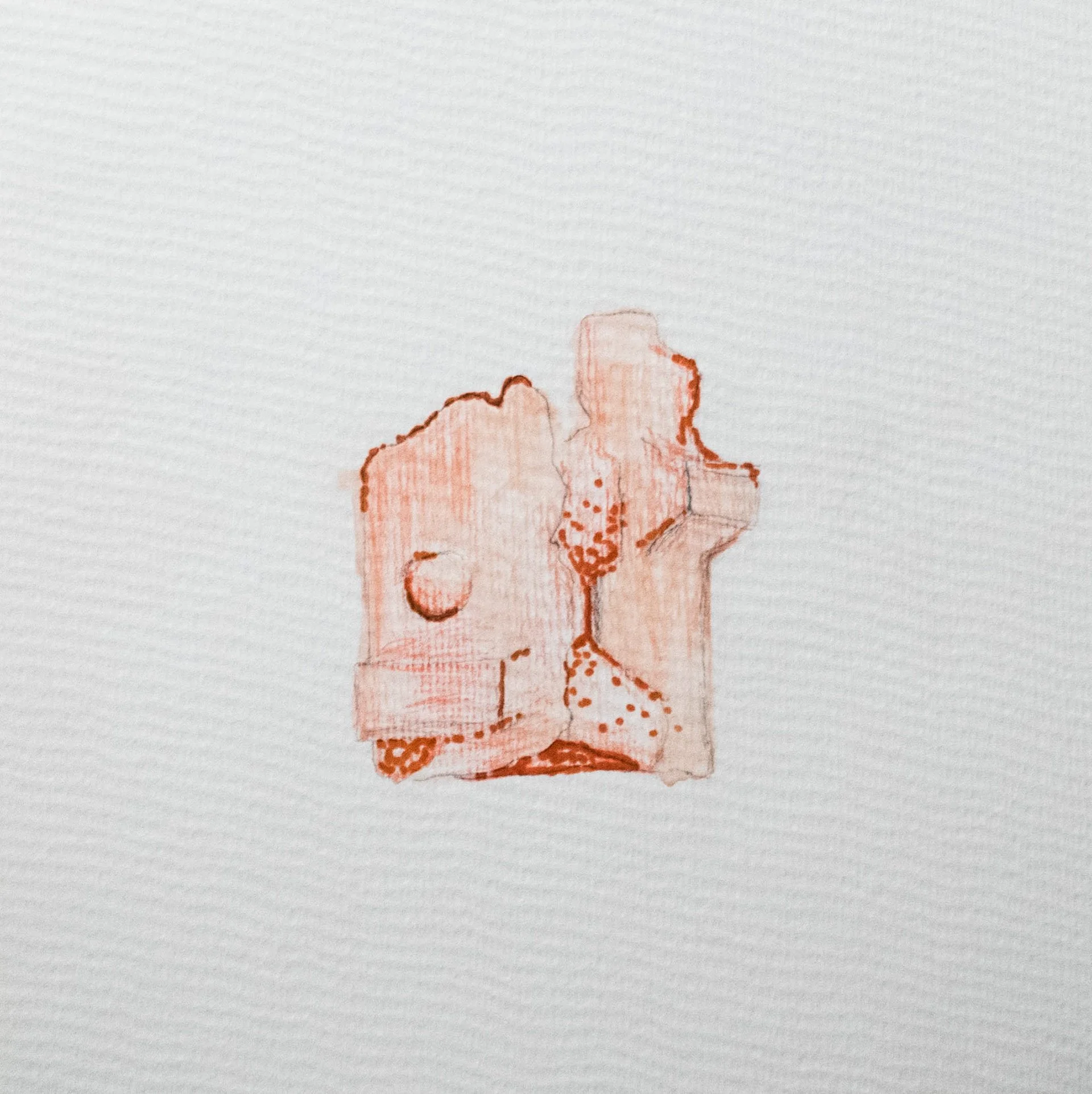 Remains Sculpture Drawing 1, Marker, 6"x6", 2019