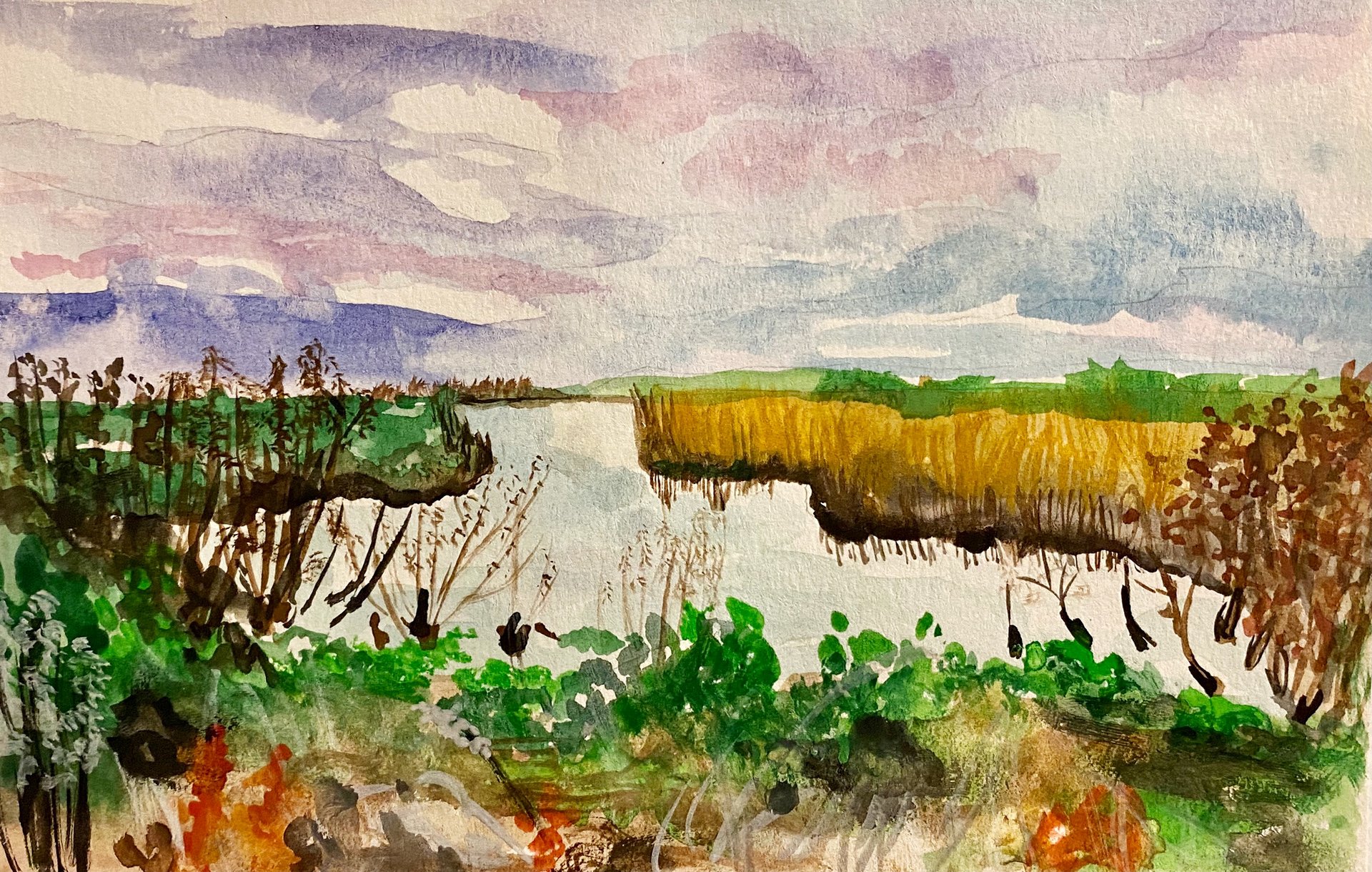 Birding, Watercolor on Paper, 2020