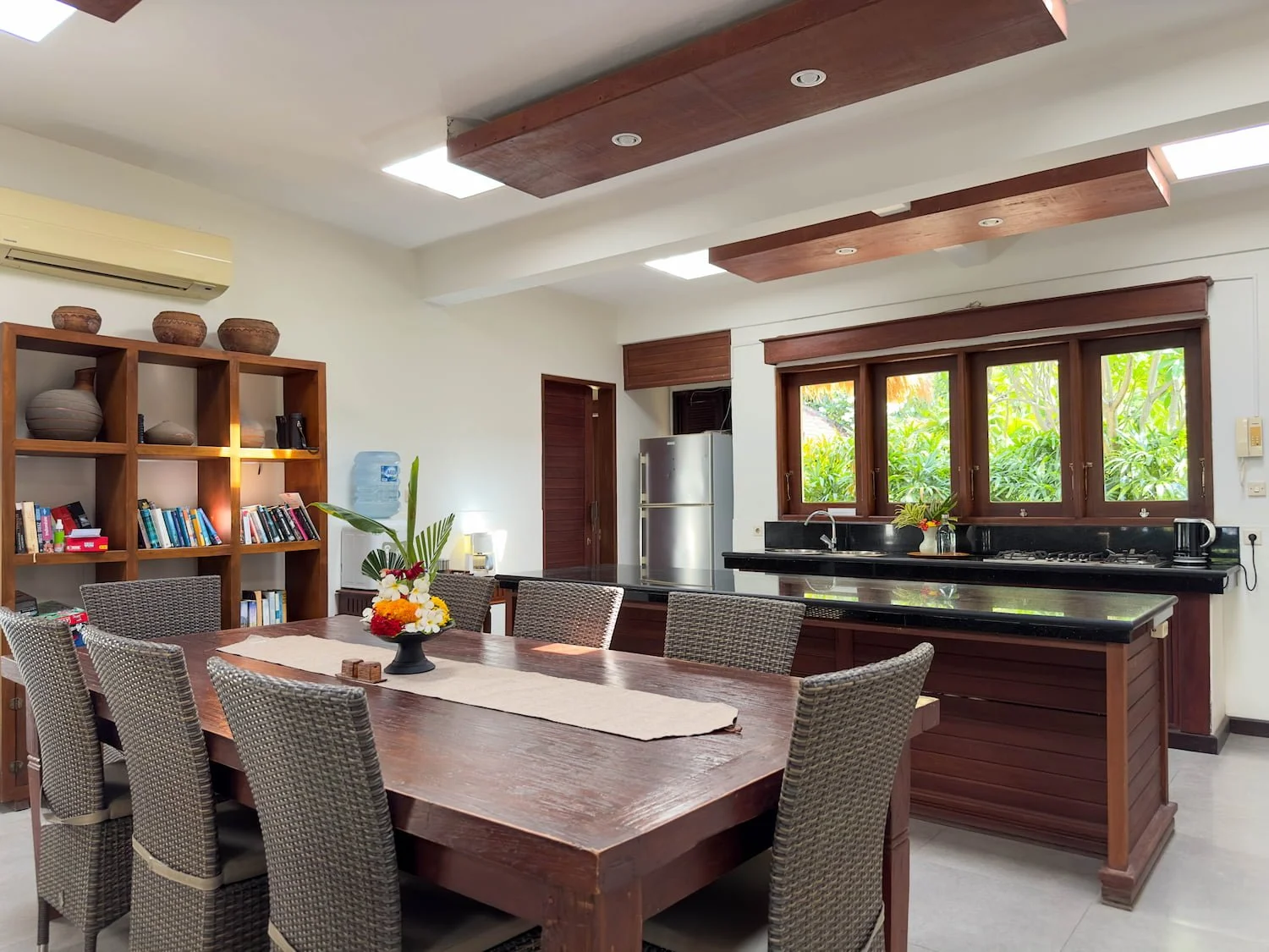 Enjoy air-conditioned comfort while dining inside