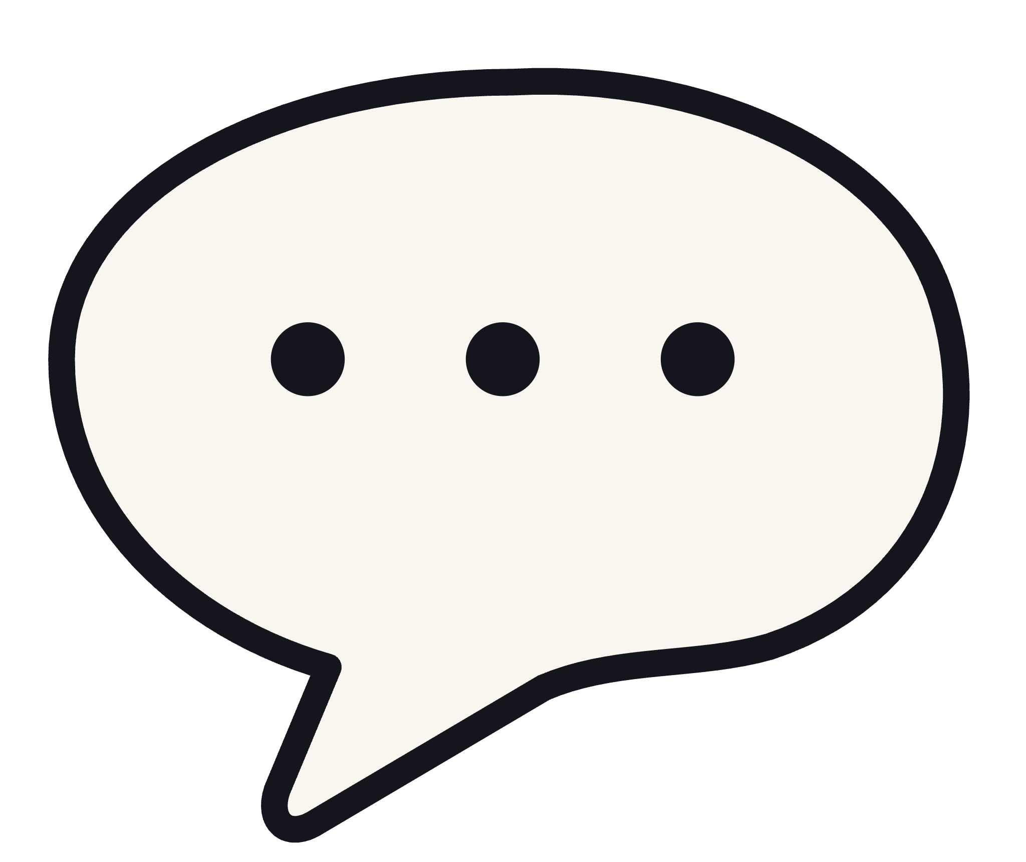 A black and white comic-style speech bubble with an ellipses inside.