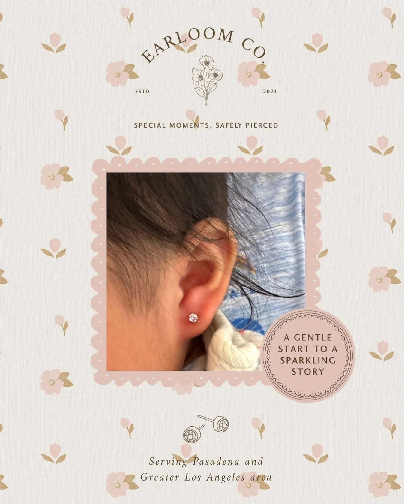 Earlier this year, I had the honor of piercing her twin cousins&rsquo; ears, and it was so fun to come back to the same home for another special milestone. Moments like these, watching families grow and being invited back, truly mean so much to me. T