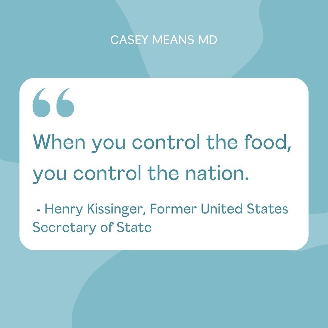 We need to get back to controlling our own food. Growing it. Picking it. Direct relationships with farmers. Visiting the farms our food comes from. Our body is 100% molecularly made from food. We are now totally disconnected from how our food is grow