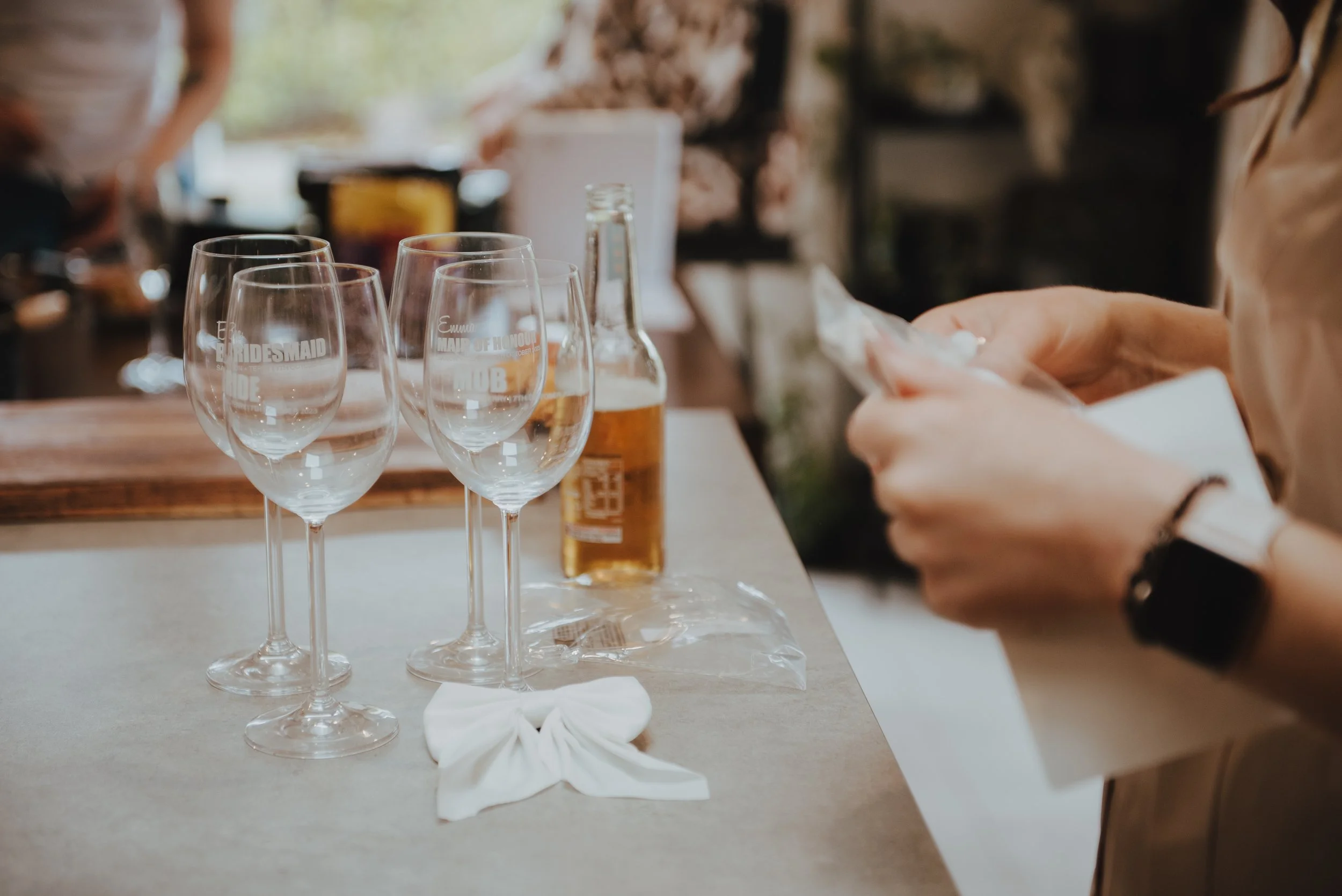 bridesmaids custom wine glasses