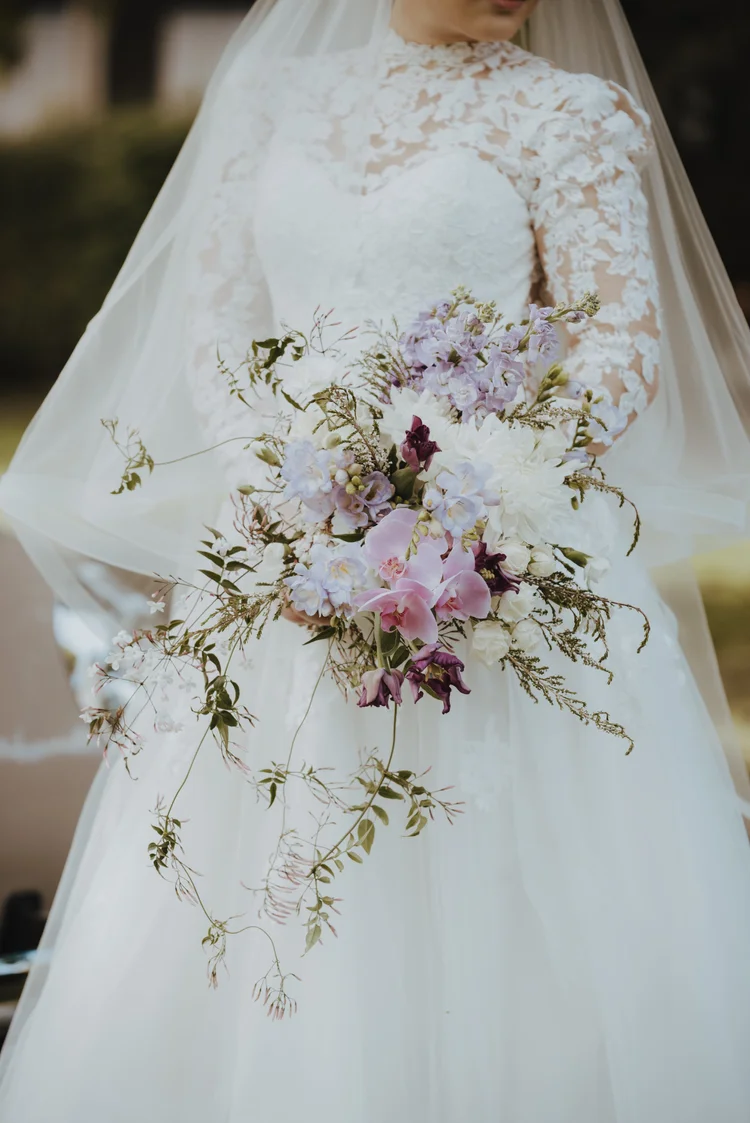romantic flowing cascading bridal purple bouquet romantic flowing cascading bridal purple bouquet