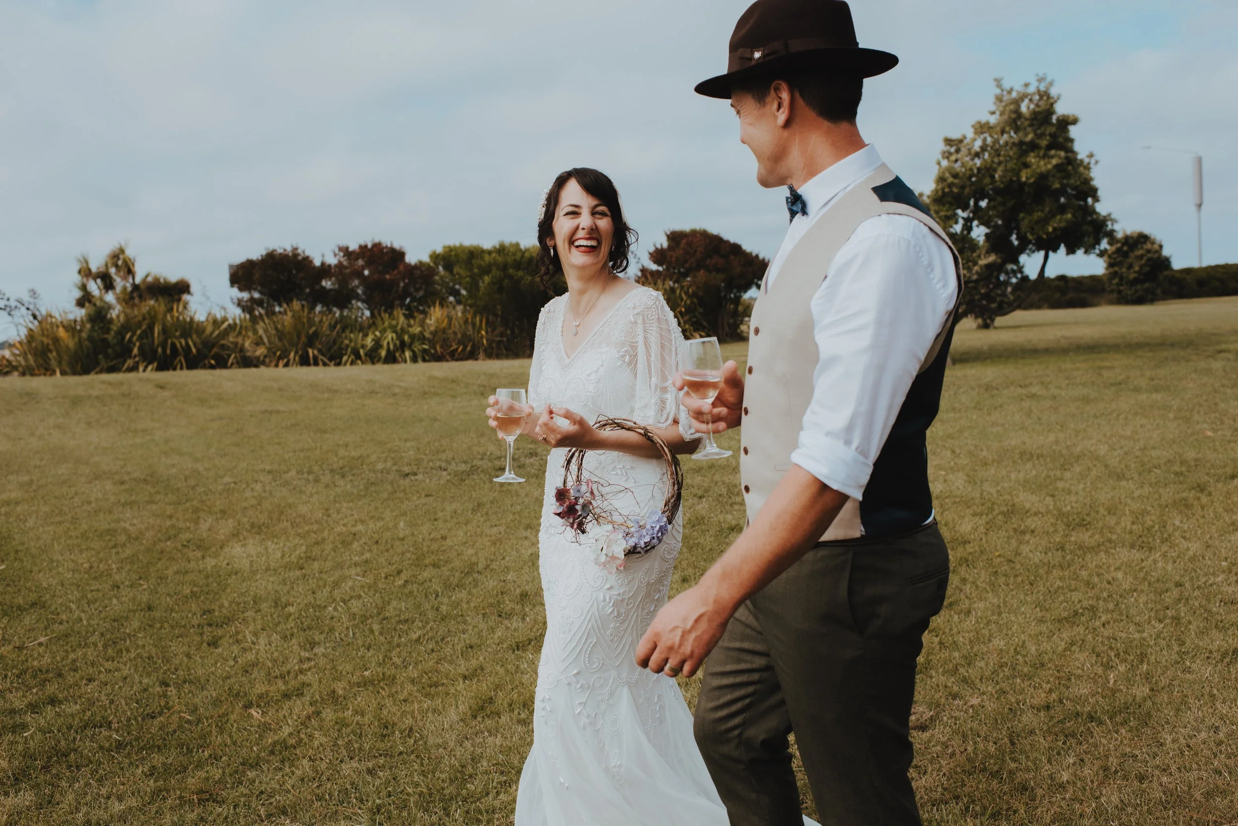 newlyweds taking time to be together alone before the reception