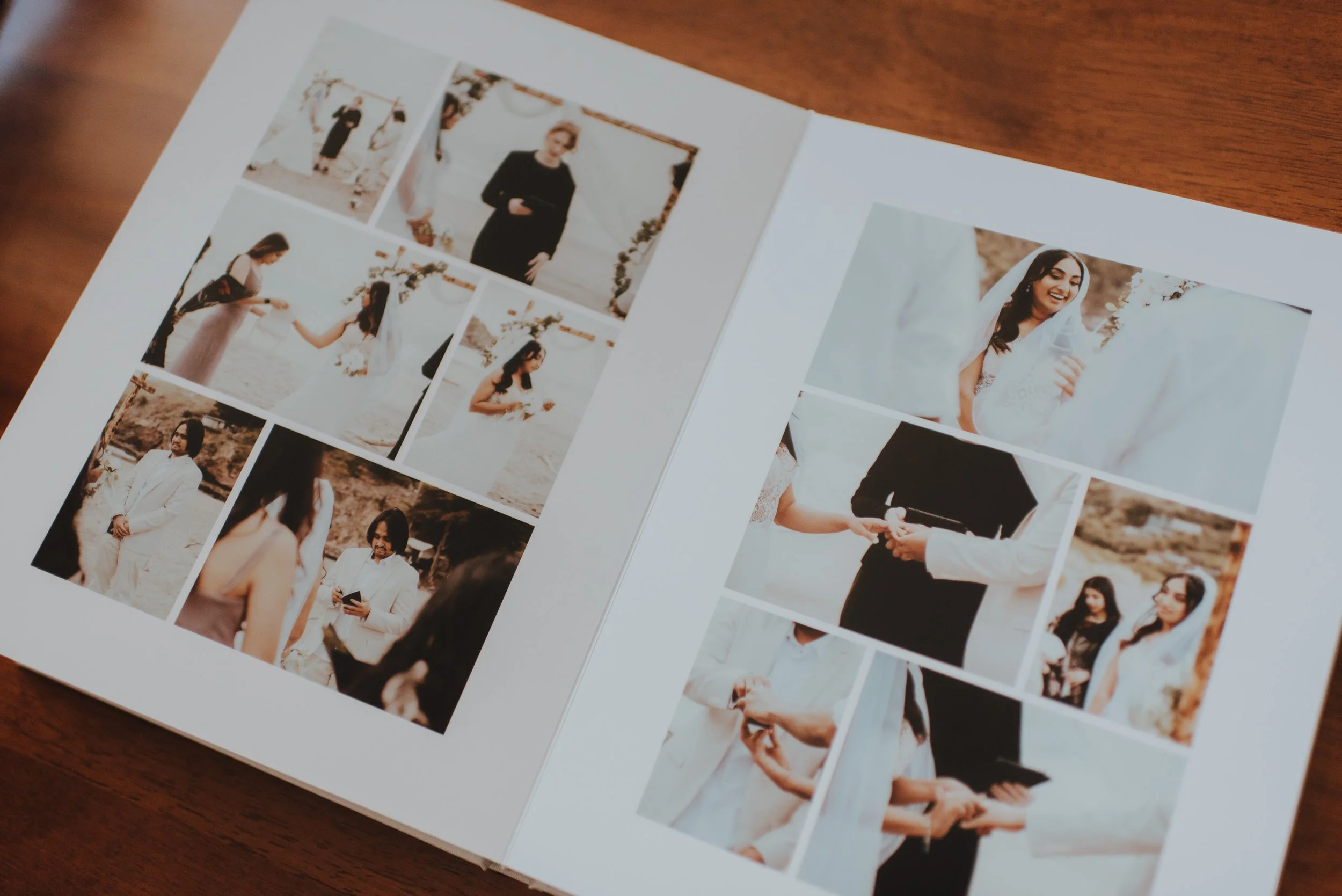 open view of wedding photo album