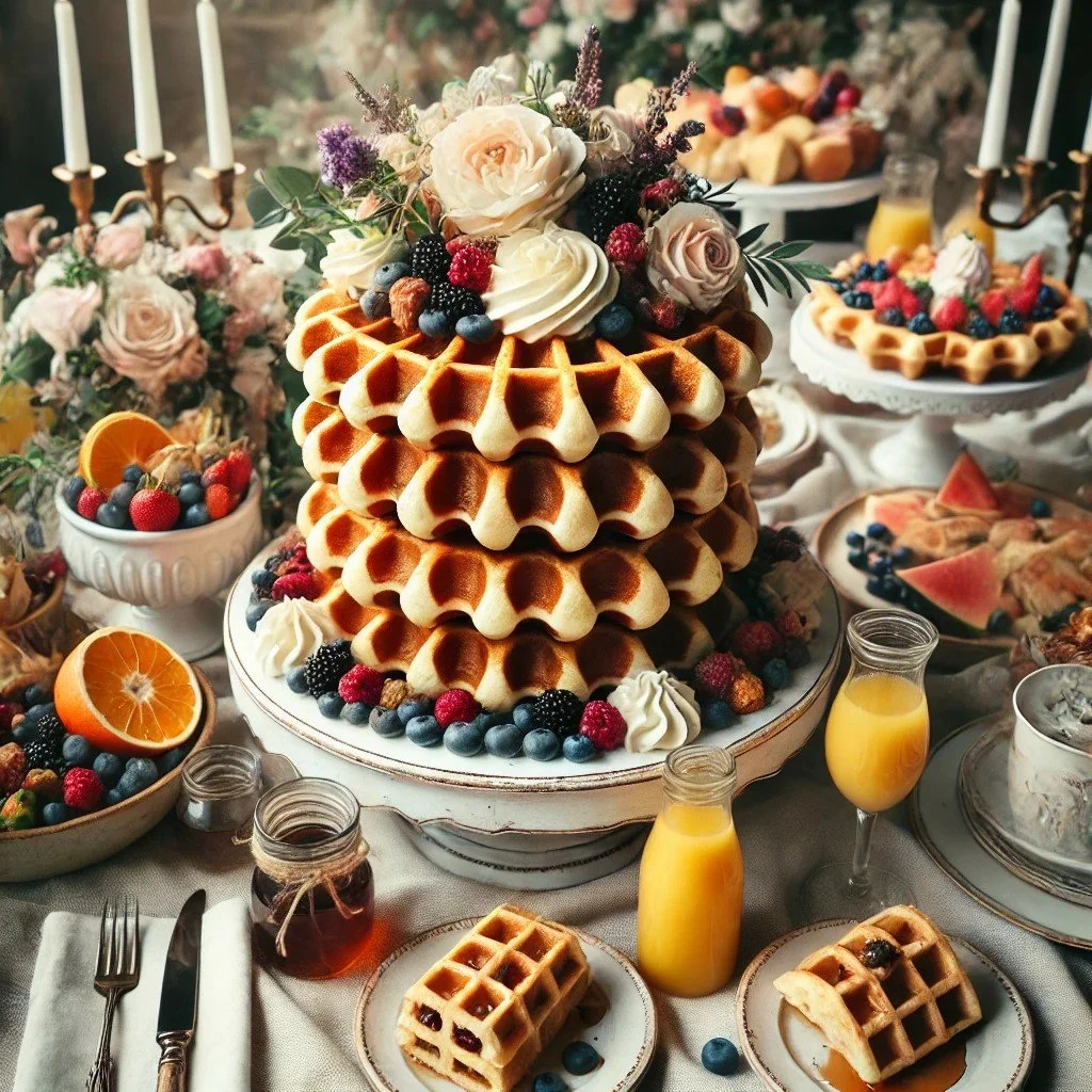 waffle stack on wedding table