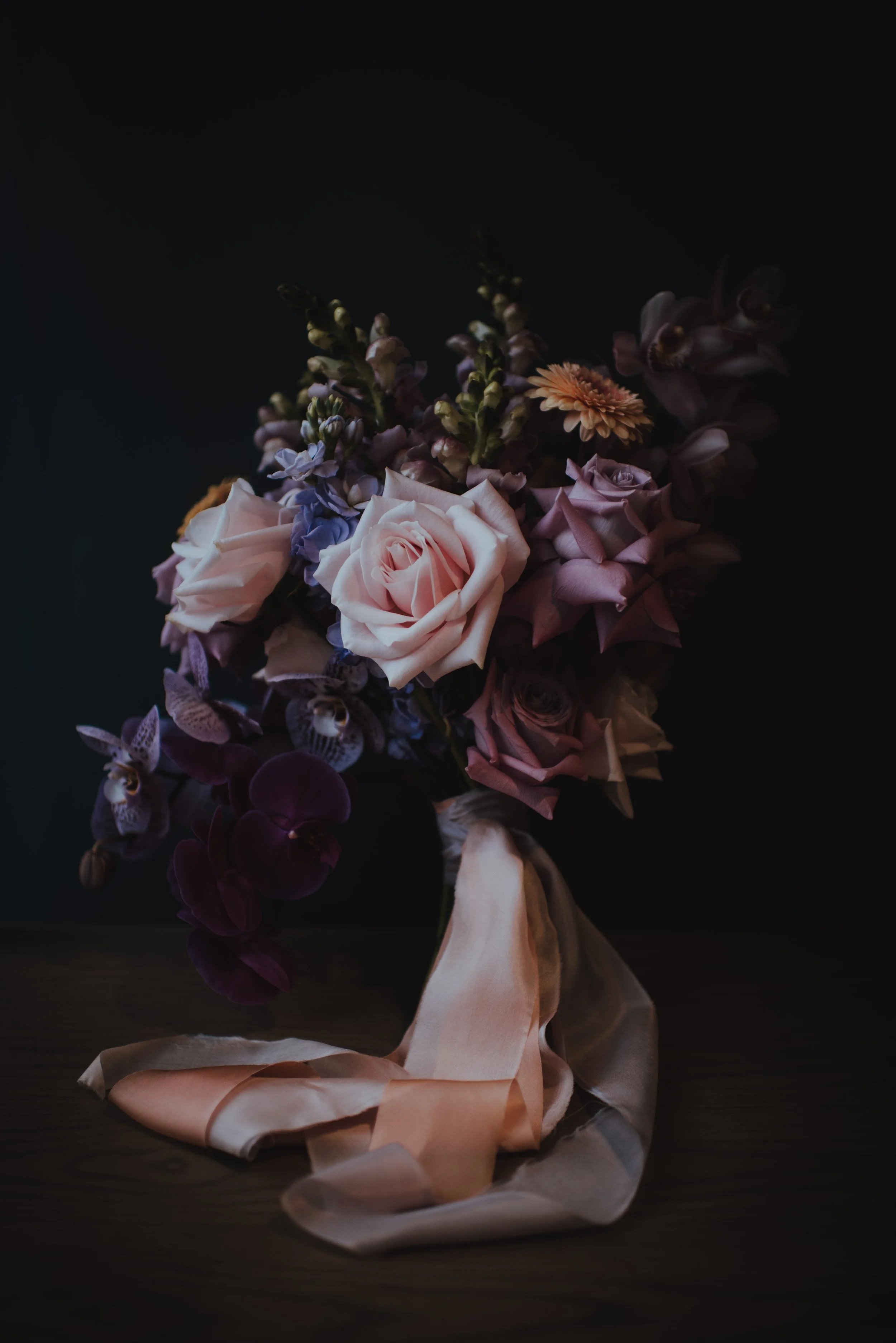 deep purple fresh bouquet with orchids deep purple fresh bouquet with orchids