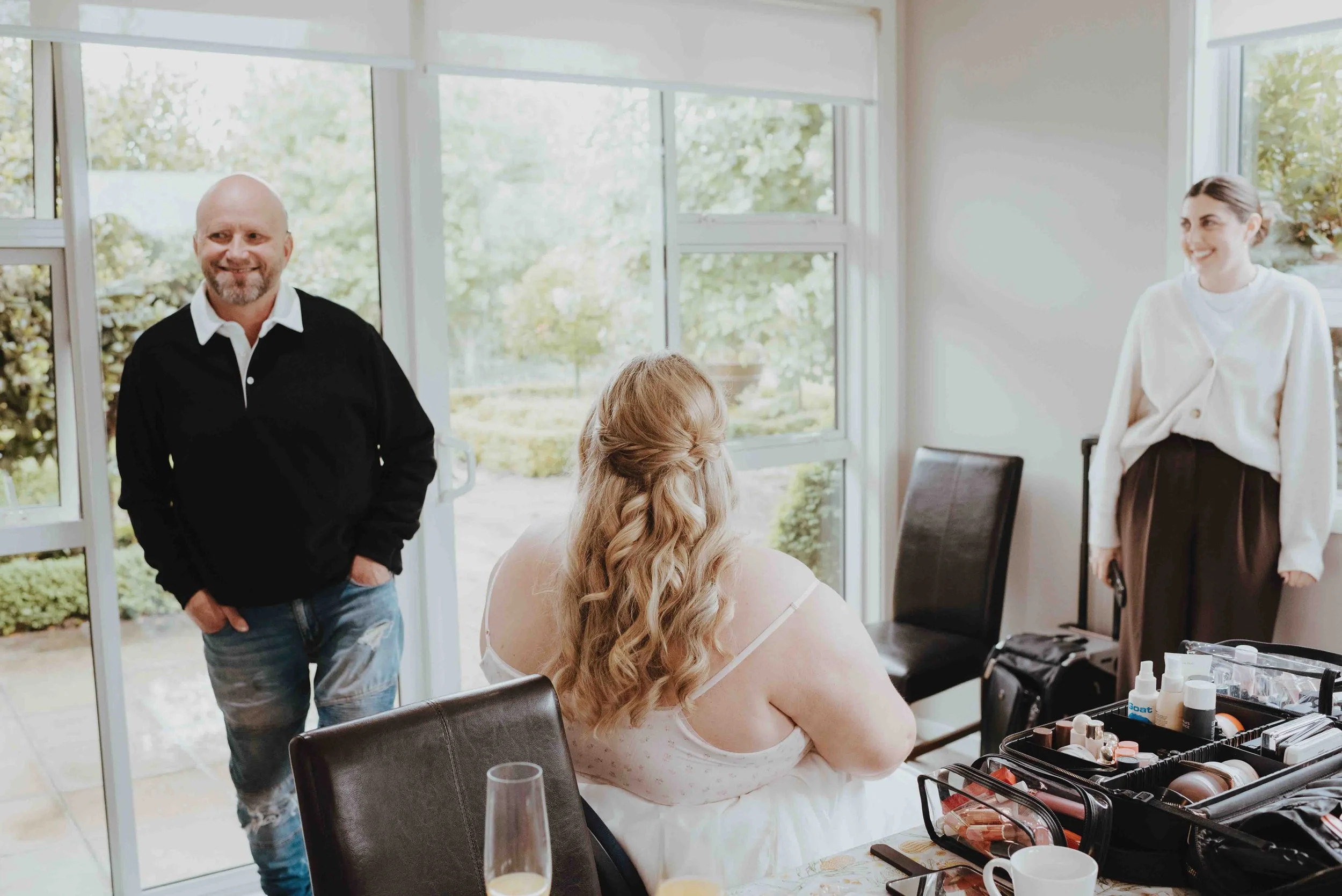 father of the bride after seeing her makeup near completion father of the bride after seeing her makeup near completion
