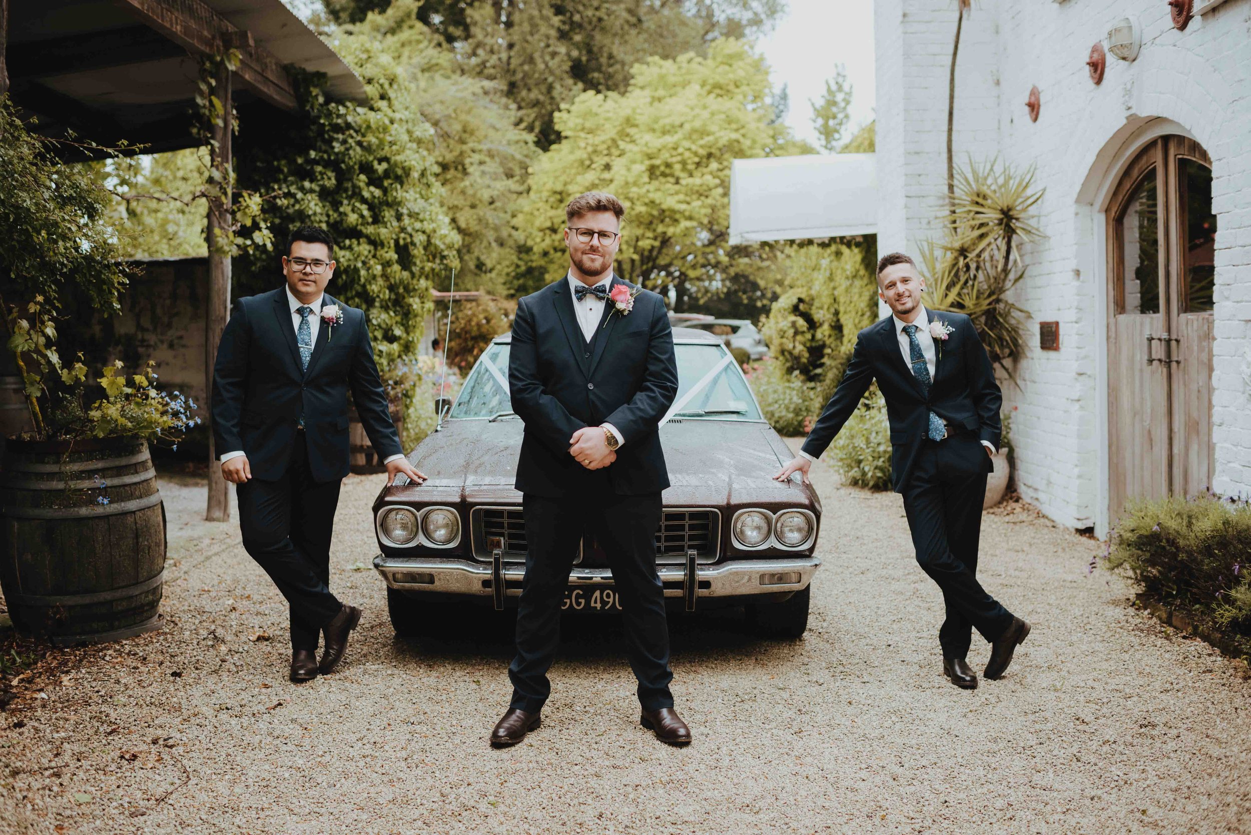 groomsmen portraits with car groomsmen portraits with car