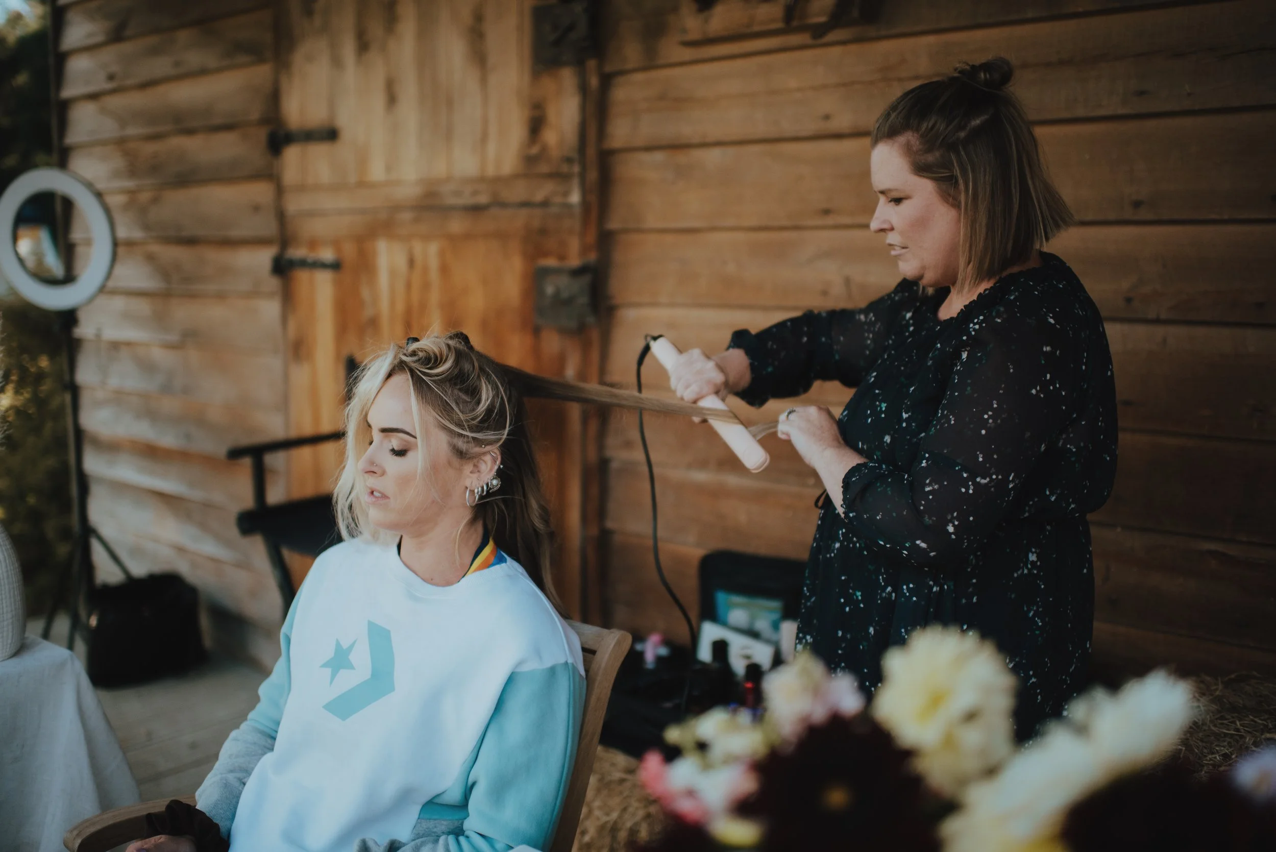 north canterbury wedding hair stylist in action