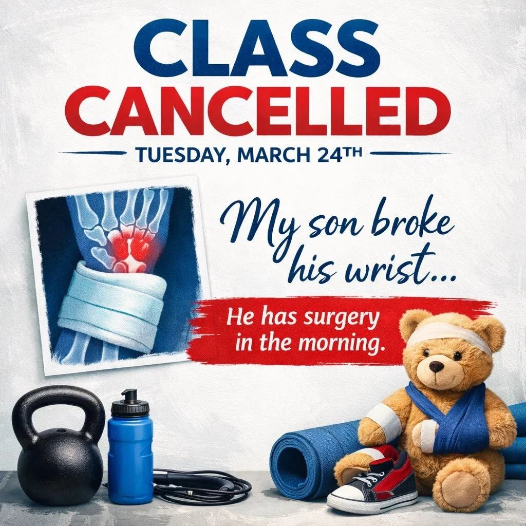 I&rsquo;m so sorry to miss another day of LiftStrong. My son has to have surgery for his broken wrist. 

I&rsquo;ll see you back at it Wednesday!