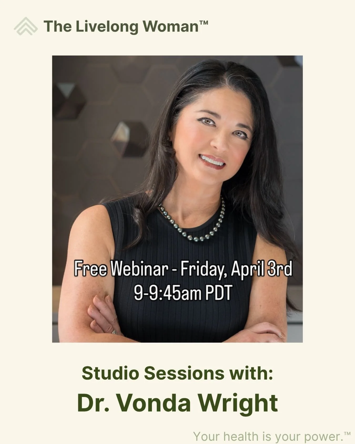 Joining a free live event with Dr. Vonda Wright on Friday, April 3rd and wanted to pass it along.

She&rsquo;s a double board-certified orthopedic surgeon and author of Unbreakable, and she&rsquo;s talking about what it actually takes to stay strong 
