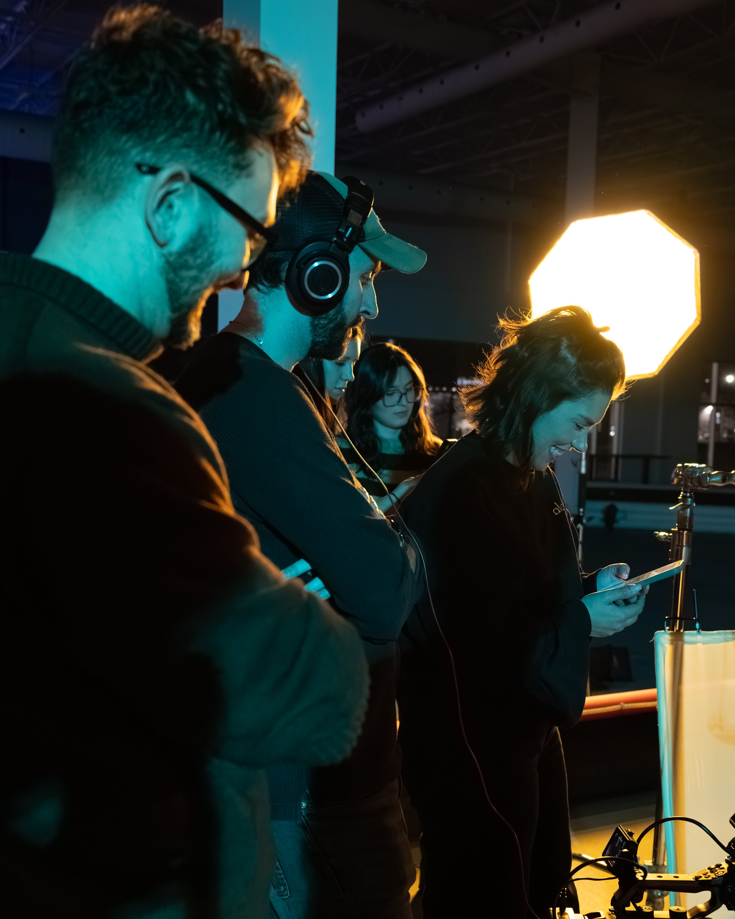 Film crew on set during filming of GoPlex x Demidov commercial