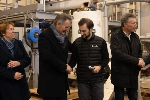 De g. à d. : Mme Christèle WILLER, Vice-Présidente de la Région Grand Est, M. Gilles FREMIOT, Président de la Communauté de Communes du Sundgau, Matthias NAJJAR, Cofondateur, M. Franck LEROY, Président de la Région Grand Est