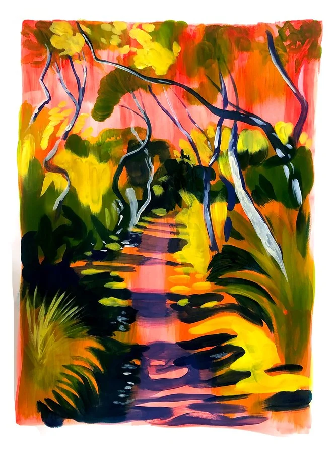 Sur le sentier à l'aube