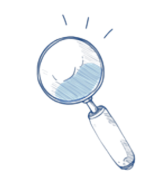 Handheld magnifying glass with blue liquid inside