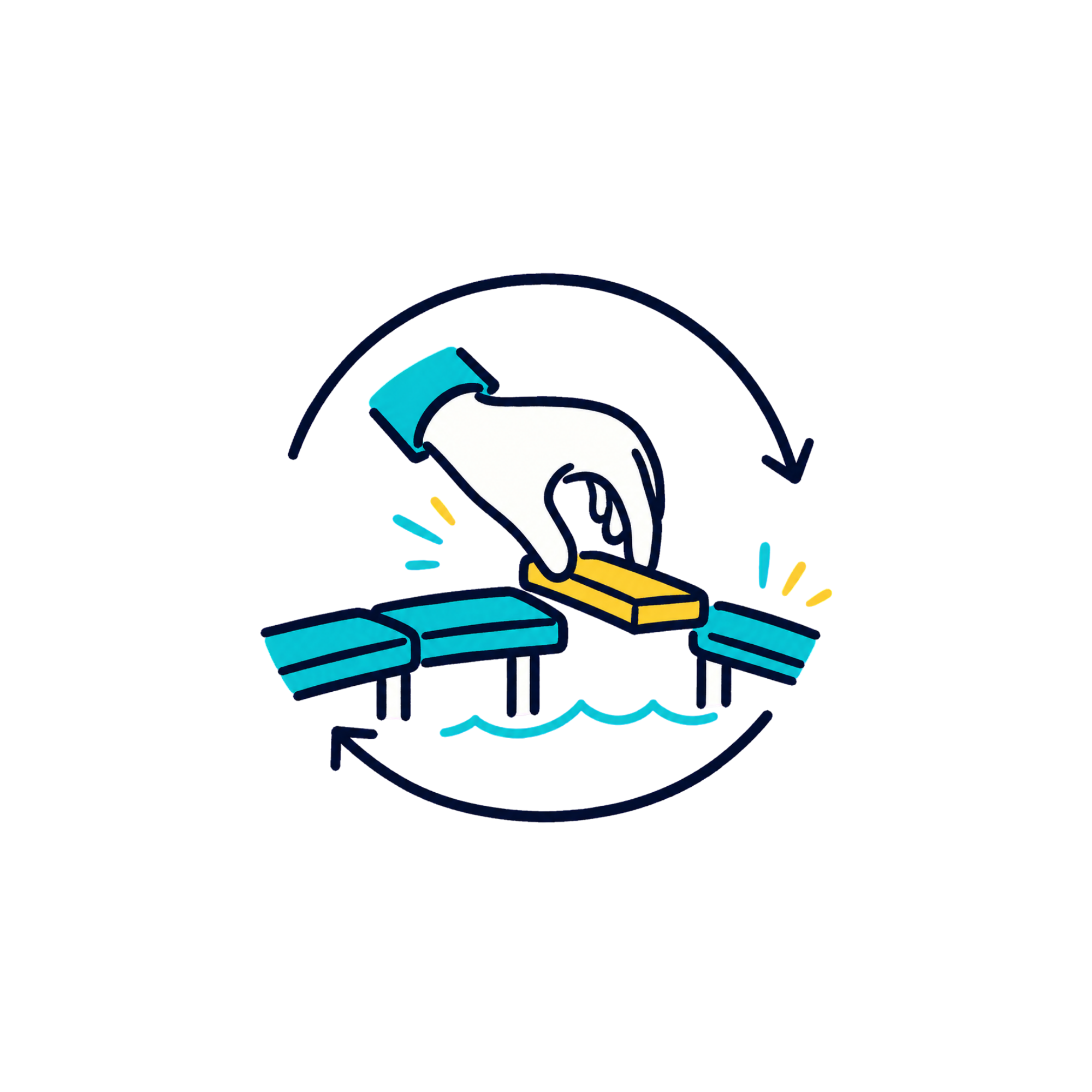 A stylized illustration of a hand placing a coin into a slot, with colorful lines indicating movement or excitement, on a black background.