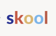 The word 'skool' written with colorful letters