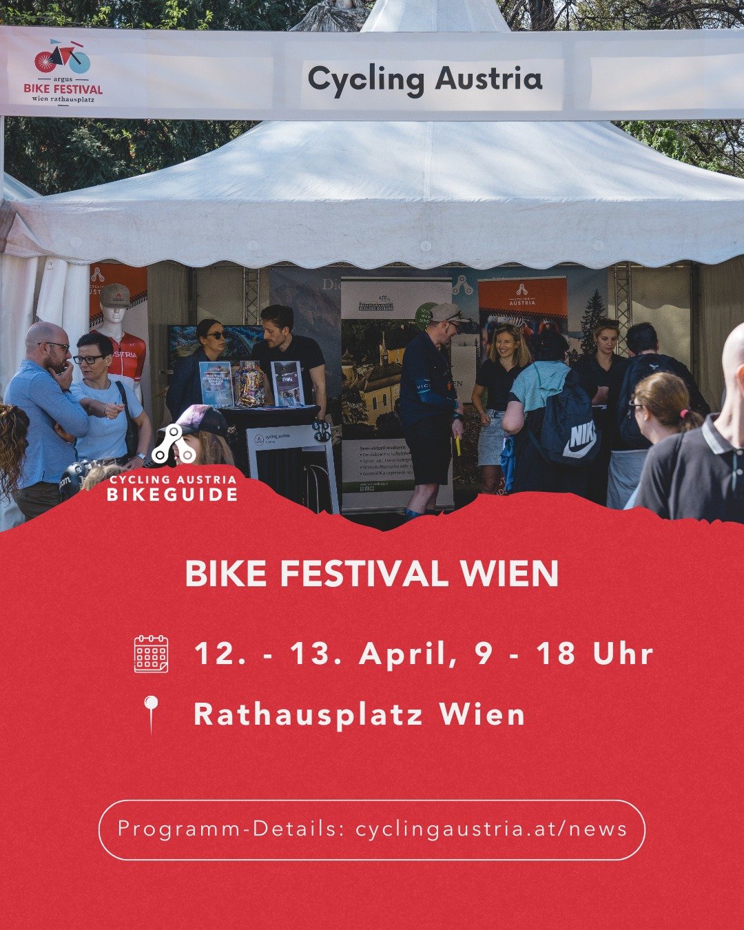 Triff uns am Stand von Cycling Austria beim @vie_bikefestival! 🤩🔥 Wir sind vor Ort, um eure Fragen zu beantworten und unsere Angebote vorzustellen. Bis bald am Wiener Rathausplatz! 👌

#BikeguideAustria #BikeFestival #CyclingAustria #beCyclingAustr