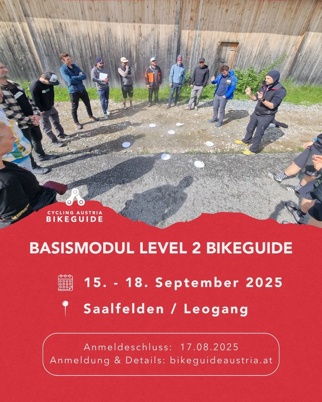 An alle Level 1 Bikeguides! 🚵&zwj;♀️
Im September findet wieder ein Level 2 Basismodul statt &ndash; und es sind noch ein paar Pl&auml;tze frei.

Wann &amp; wo?
📅 15.&ndash;18. September 2025
📍 TECHNO-Z Saalfelden &amp; Bikepark Leogang
🛠️ Teilna
