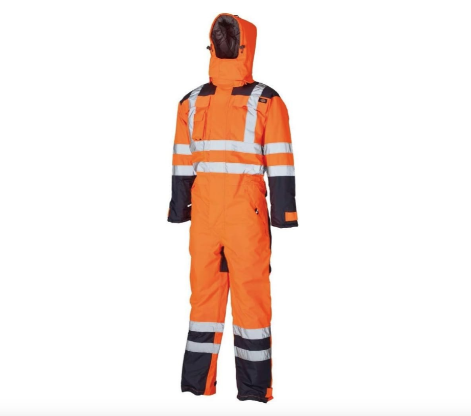 Dickies SA7000 Waterproof Hi Vis Safety Coverall Orange/Navy