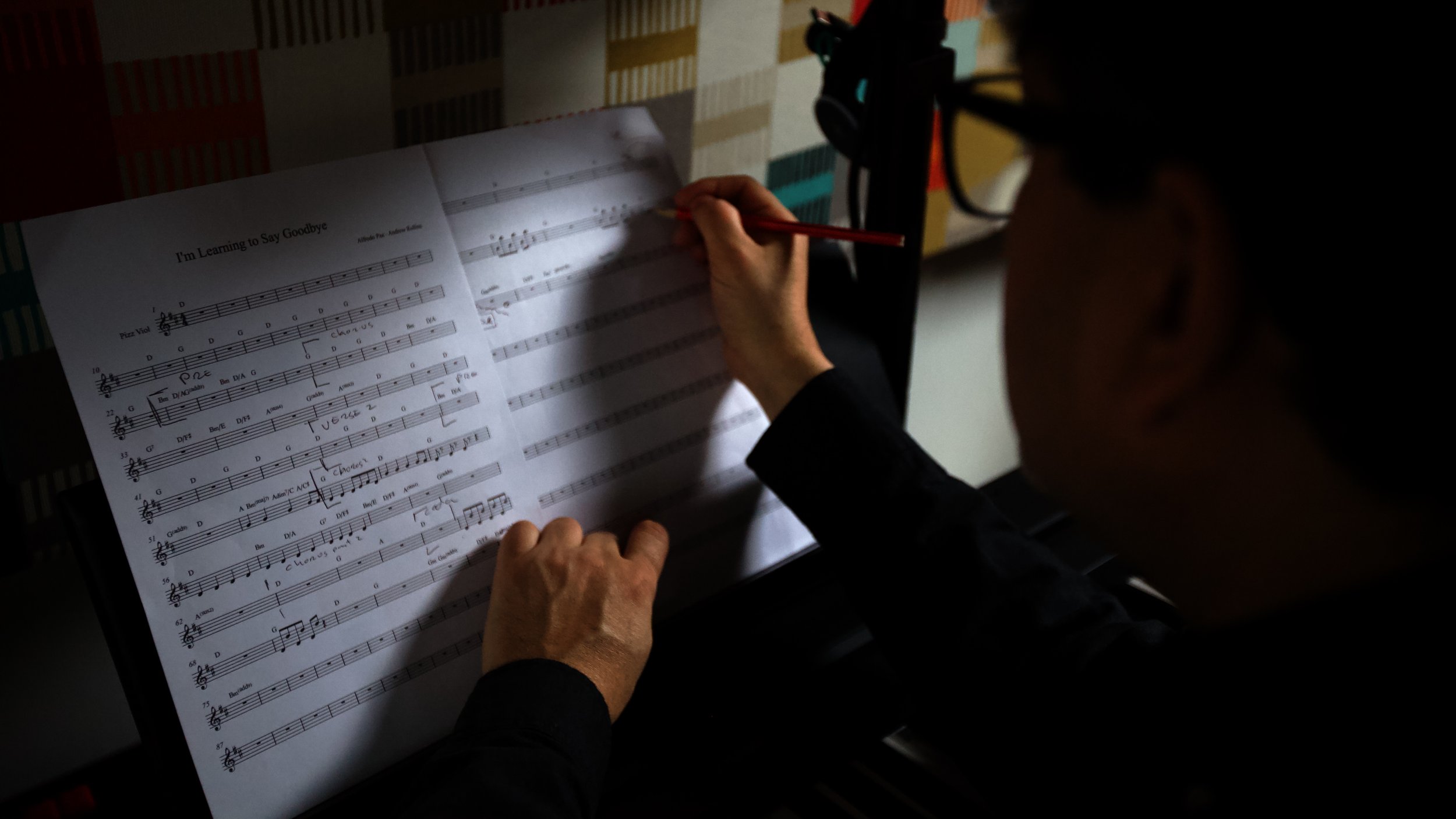 Alfredo Paz (Elephant Ears) writing a music score