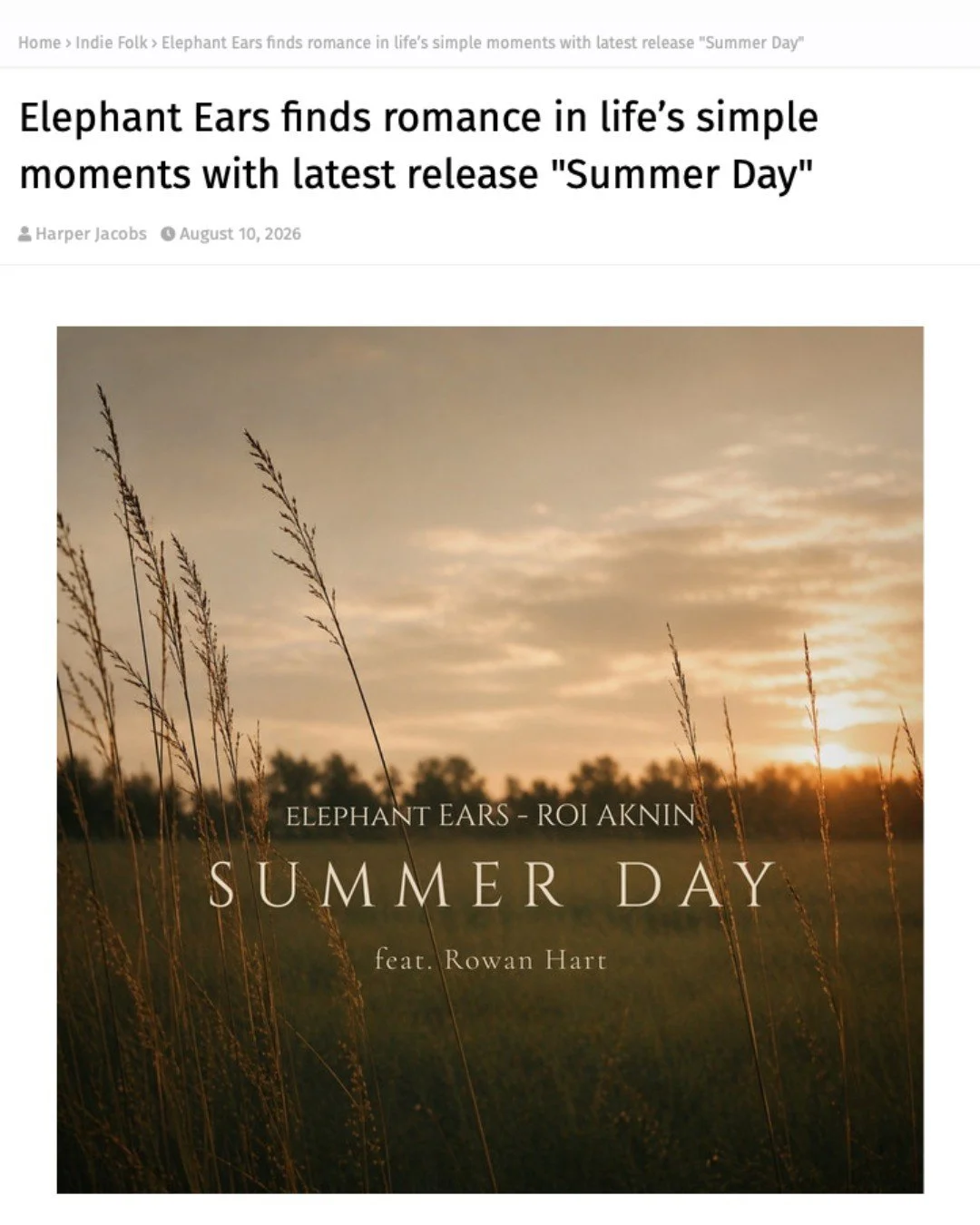 Thank you Harper Jacobs and @officialfoxfiremagazine  for the lovely review of Summer Day, and for adding the song to your Spotify and SoundCloud playlists. Really appreciate the support ☀️🎶❤️

Check out the full review on their website, and listen 