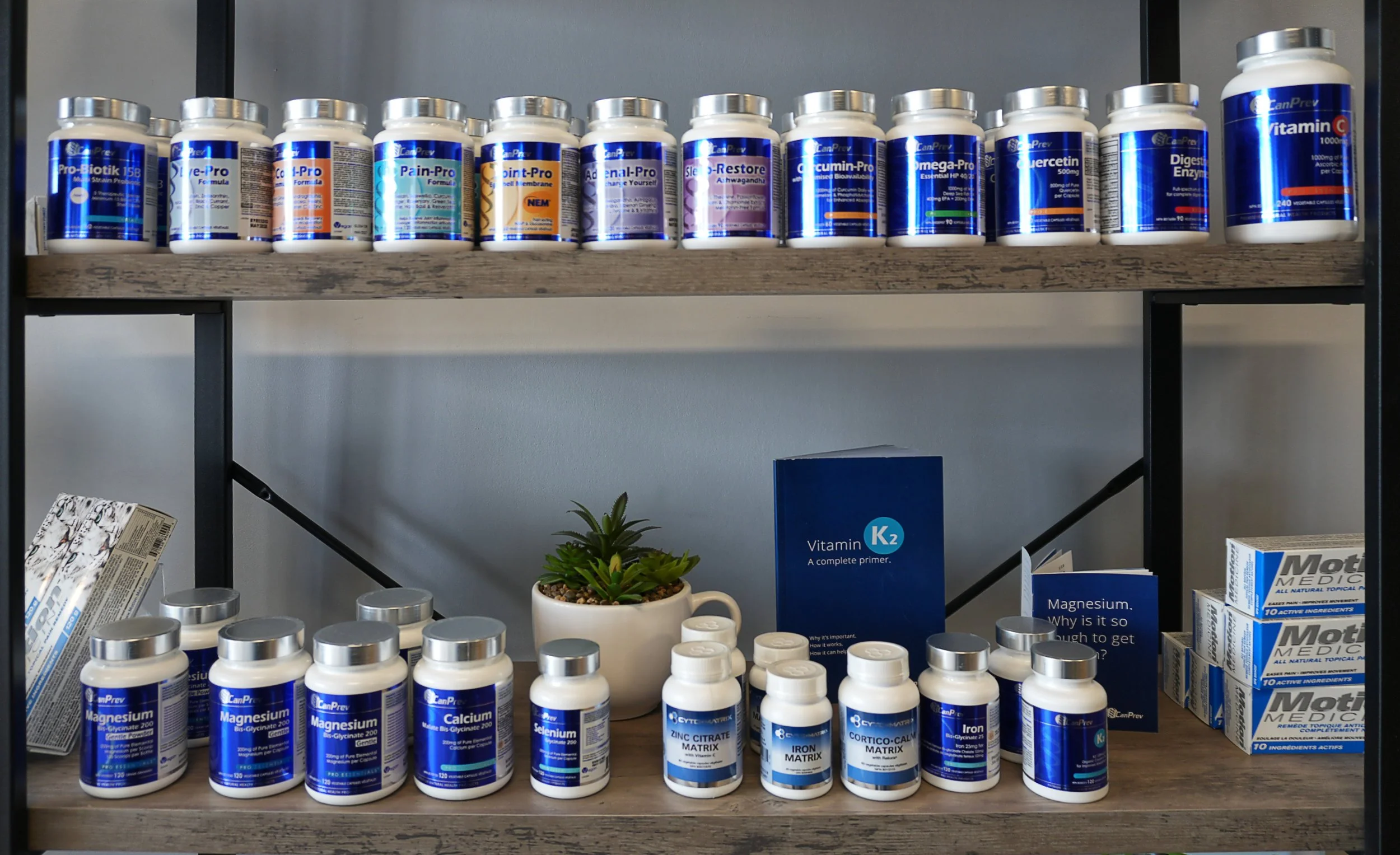 A large selection of CanPrev products at Aston Wellness Clinic