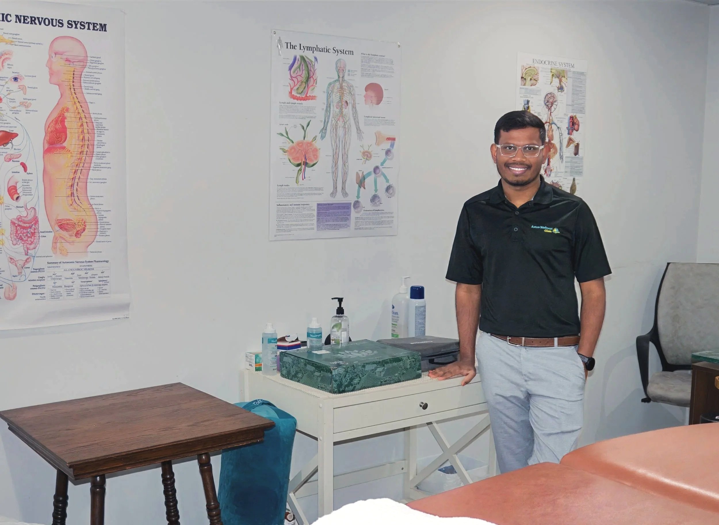 Deeprshraj Rajamani in his treatment room at Aston Wellness Clinic.