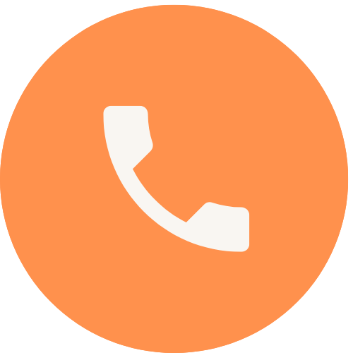 Symbool van een telefoonhoorn op een oranje achtergrond.