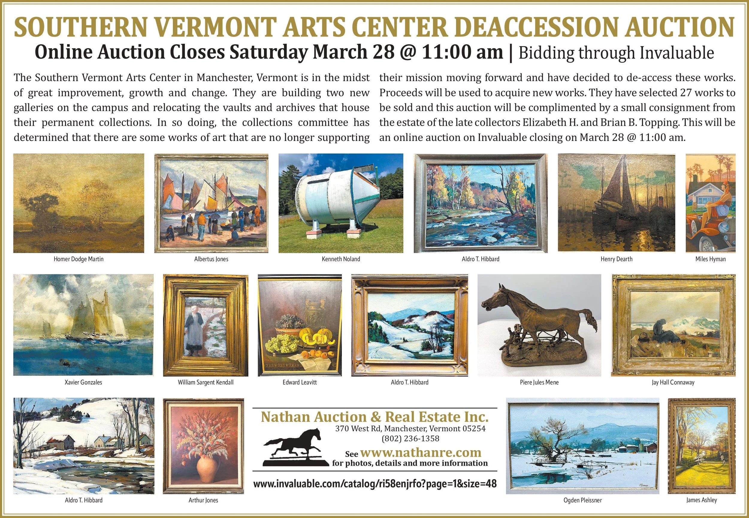 Southern Arts Center Deaccession Auction-Online Auction Closes Saturday March 28 @ 11:00 am 