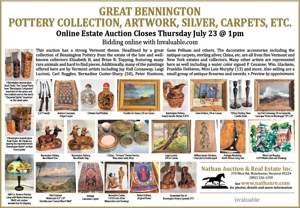  BENNINGTON POTTERY AND FINE ART AUCTION ONLINE